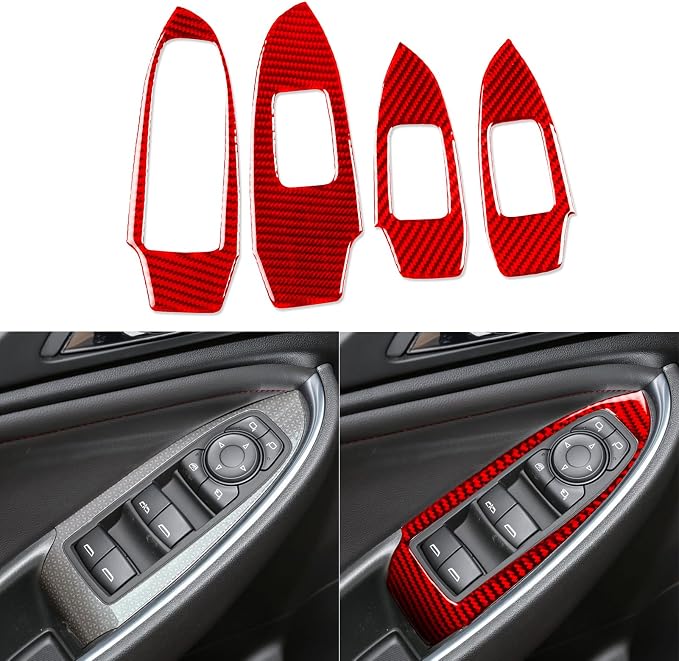 Real Carbon Fiber Trim for Chevy Malibu 9th Gen Accessories | for 2016-2024 Window Lift Button Panel Cover Sticker Interior Thick Overlay Decal
