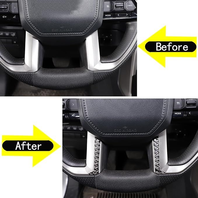 Car Steering Wheel Decoration Frame Cover Trim Compatible with Toyota Tundra/Sequoia 2022-2024 & Tacoma 2024 Carbon Fiber Center Console Steering Wheel Lower Panel Moulding Protect Sticker Accessories