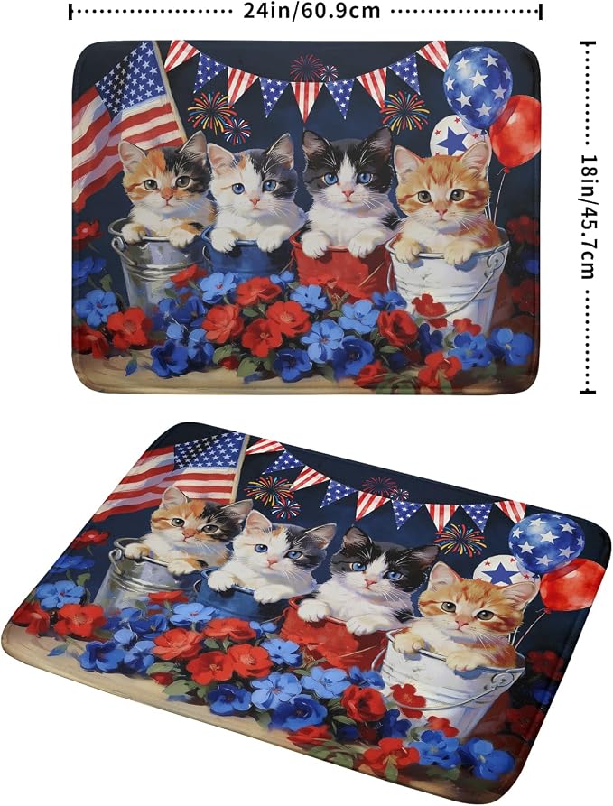 4th of July Drying Mat for Kitchen Counter 18 X 24 in Patriotic Printed Dish Drying Pad
