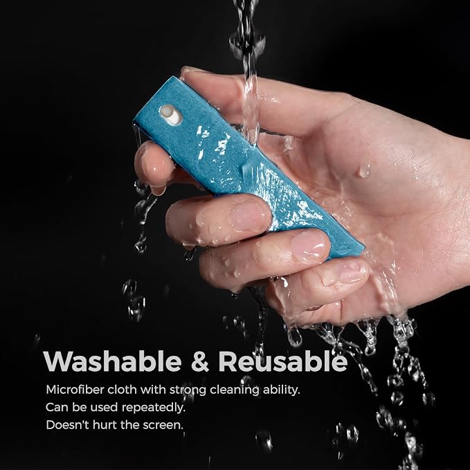CLICK CLEAN Screen Cleaner Spray with Phone Stand Case & Microfiber | 2-in-1 Cleaner & Phone Stand, Streak-Free Cleaning, Gentle Formula, For Phone Laptop Tablet Screens, Light Blue, 0.5oz