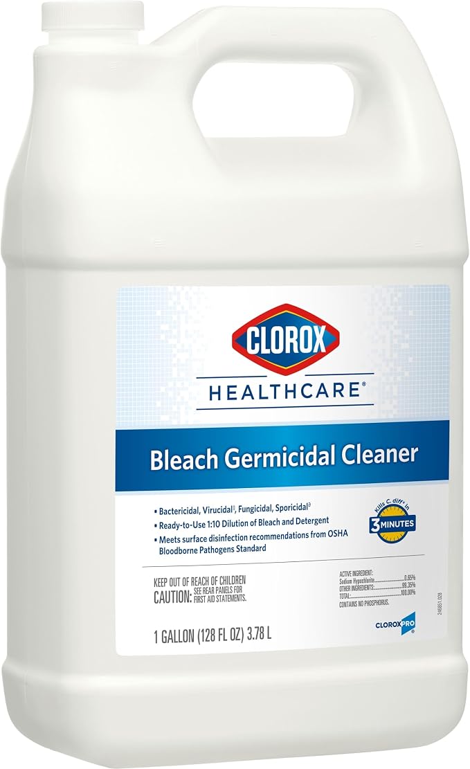 Clorox Healthcare Bleach Germicidal Cleaner Refill, 128 Fluid Ounces, Pack of 4 (Package May Vary)