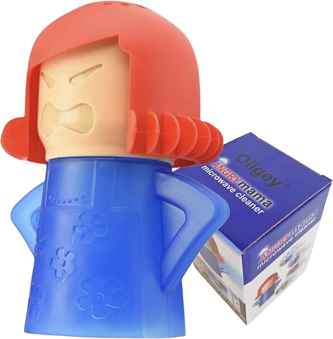 Angry Mama Microwave Cleaner, Reusable Steam Cleaning Tool with Water & Vinegar, Eco-friendly Kitchen Stain Remover Gift