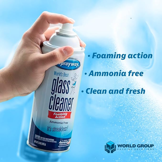 Glass Cleaner Foam, Foaming Action & Spray, 19oz - 2 Pack - Clean Fresh Scent - Bundled With 2 Microfiber Rags