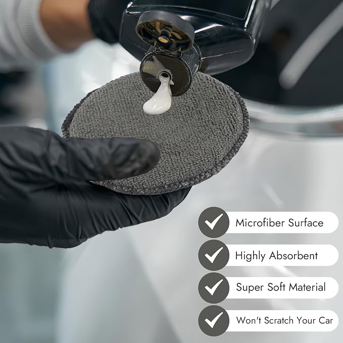 10 Pack Wax Applicator Pads Microfiber with Finger Pocket for Car Wax | Foam applicator pad with finger pocket, Scratch-free waxing for cars & household, Machine washable & reusable
