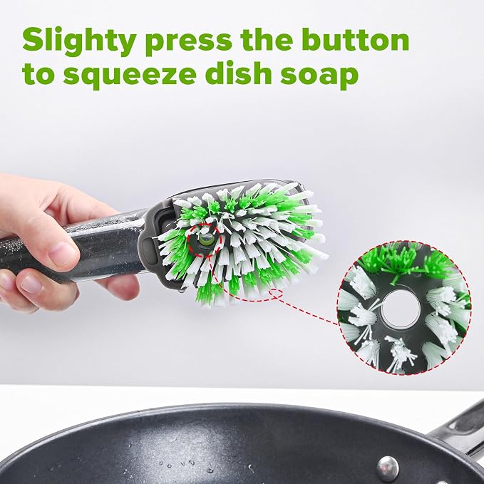 Dishwand Brush Refill, 4 Pack Dish Brush Refills Compatible with Scotch-Brite Dishwand, Dish Soap Brush for Dishes, Pans, Sink, Pots