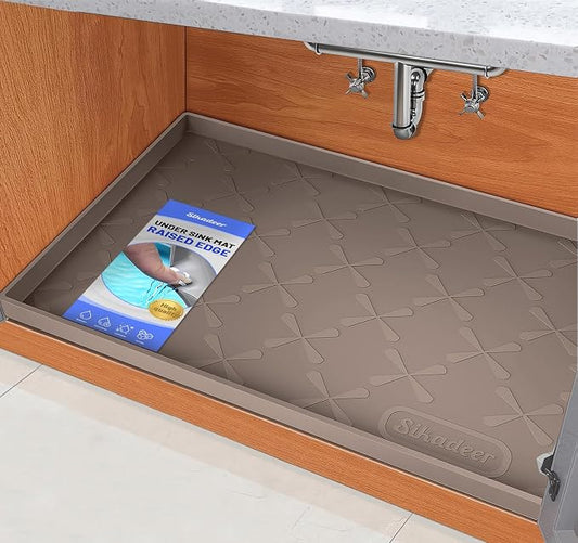 SIKADEER 37" x 22" Under Sink Mat Waterproof, Silicone Mat Kitchen Drawer Shelf and Cabinet Liner, Sink Protector for Kitchen Organizers and Storage, Boot Tray Pet Food Mats