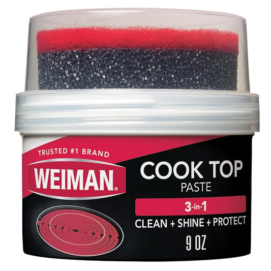 Weiman Cooktop Cleaner Paste, Easily Remove Burned-On Food, Grease and Watermarks, Leaving Your Glass Cook Top Sparkling