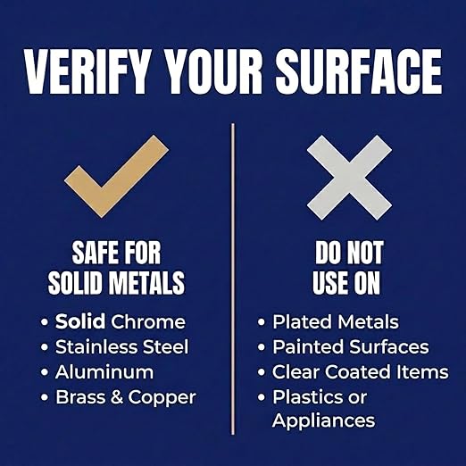 Metal Polish Paste - 1.76oz USA-Made Silver Polish for Solid Chrome, Stainless Steel, & Aluminum - Non-Abrasive for Light Oxidation - Requires Manual Buffing - Not for Plated/Coated Surfaces (1 Pack)