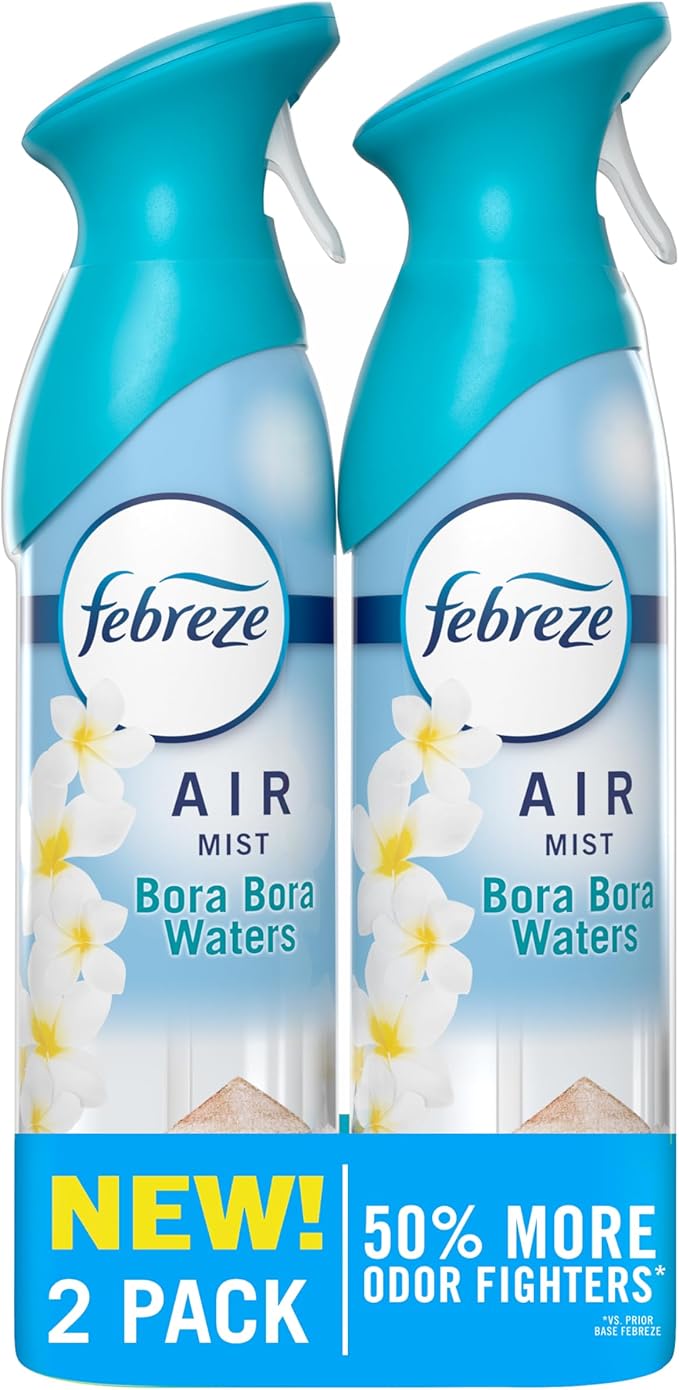 Febreze Air Mist, Air Freshener Spray, Odor Fighting Room Spray, Deodorizer for Home Bathroom Kitchen Office Apartment Dorm Room Classroom, Bora Bora Waters Scent, 8.1oz (Pack of 2)
