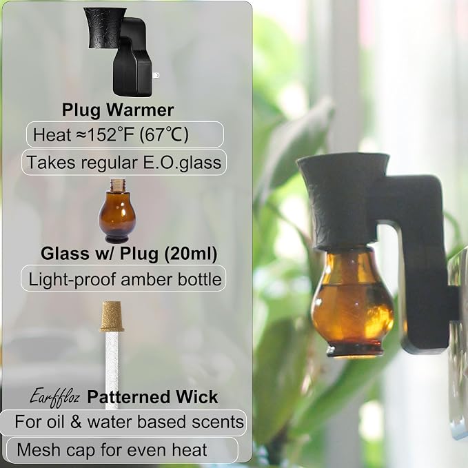 Blank Plug-in Air Freshener Polarized Wall Plug Oil Diffuser for DIY Characteristic Home Scent from Natural Essential Oil, EO+Water, Fragrance Refill (4-Set Black)
