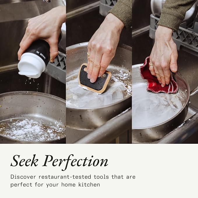 Made In Cookware - 3 Piece Stainless Steel Cleaning Set | Includes Pan Scraper, Scrub Cloth & Stainless Steel Cleaner, Complete Cleaning System, Crafted in USA