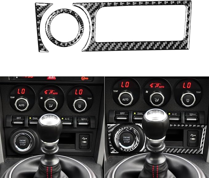 Real Carbon Fiber Trim for Subaru Accessories | for BRZ 2016 2017 2018 2019 2020 Engine Stop Start Button Cover Storage Box Panel Interior Thick Overlay Decal - A