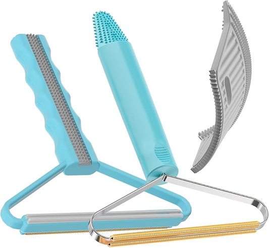 Pet Hair Remover, Dog Cat Carpet Rake, Lint Remover Shaver for Sofas 3-Pack | Wool Hand Pet Hair Removal Tool, Cleans Carpets Car Cushions Pet Beds Furniture, Works on All Fabric & Rug