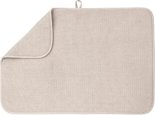 Bellemain XL Dish Mat Microfiber Dish Drying Mat, Super absorbent (Light Grey, 17" x 24")