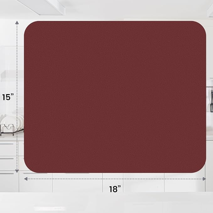 WISELIFE Dish Drying Mat Super Absorbent Drying Mat Large Dish Drying Mats for Kitchen Counter Easy Clean Dish Mat Kitchen Drying Mat15"x 18" Classic Red