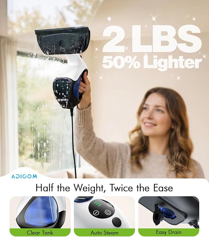 Handheld Steam Cleaner for Home Cleaning 3s Instant Heat-Up No Need to Wait | Only 2 LB Light Weight Easy Refill Portable Steamer Cleaner Hand Held for Furniture Couch Grout Walls Kitchenware Cleaning