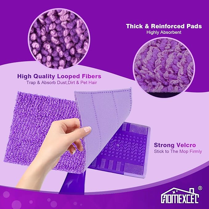 HOMEXCEL Microfiber Pads Refills for Swiffer Wet Jet 15"x5.5" 8 PK Reusable | Machine Washable, Multi-Surface Wet & Dry Floor Cleaning, Reusable Pad Replacements for Swiffer Wet Jet, High Absorbency