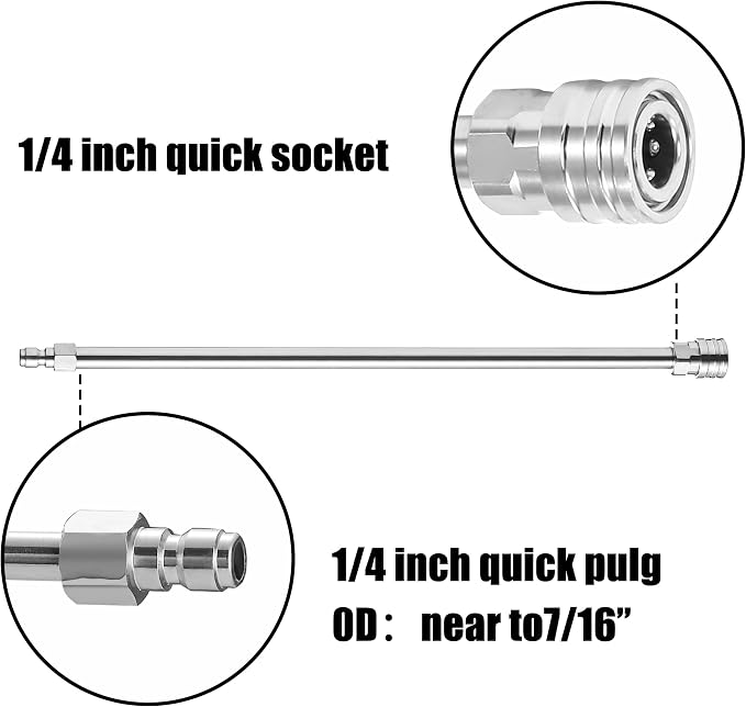 M MINGLE Pressure Washer Extension Wand, Power Washer Lance, 17 inch | Stainless Steel, 1/4 inch Quick Connect, for Hard-to-Reach Areas and Siding Cleaning