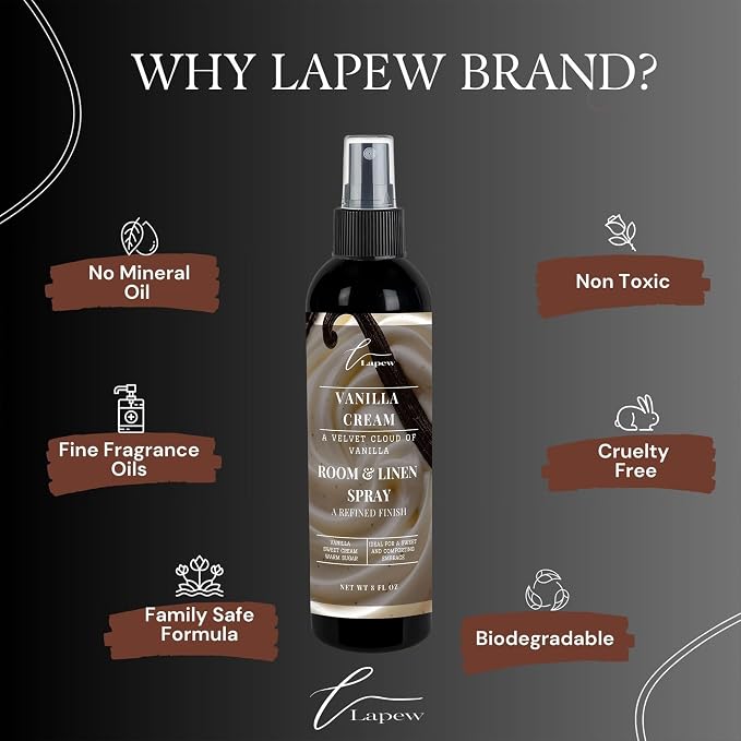 Lapew Room & Linen Spray | Fragrance Mist for Home, Car & Office | Fabric & Air Freshener | Neutralizing Mist | Made in USA | Vanilla Cream