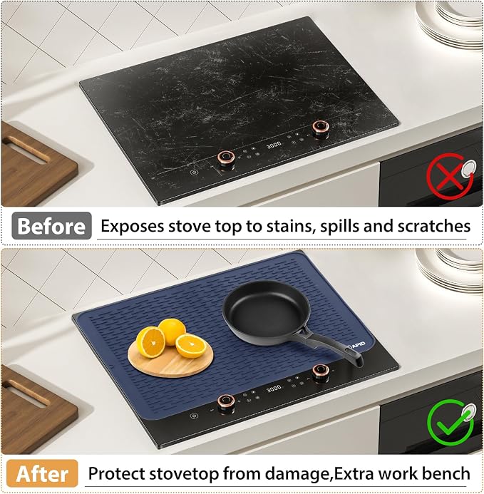 Extra Large 30 x 24 Inch Silicone Dish Drying Mat for Dish Drying Rack, Easy Clean Silicone Drying Mat for Kitchen Counter, Non-Slip Dish Drain Mat , Heat Resistant Silicon Dish Mat, Navy Blue, SAPID