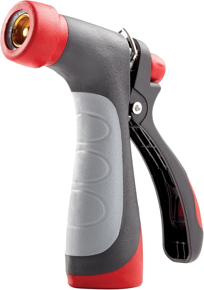 Gilmour Pro Heavy Duty Rear Control Garden Hose Nozzle with Insulated Grip | Ergonomic Non-Slip Handle, Hot Water Compatible, Trigger Lock, Flow Control, Concentrated Stream