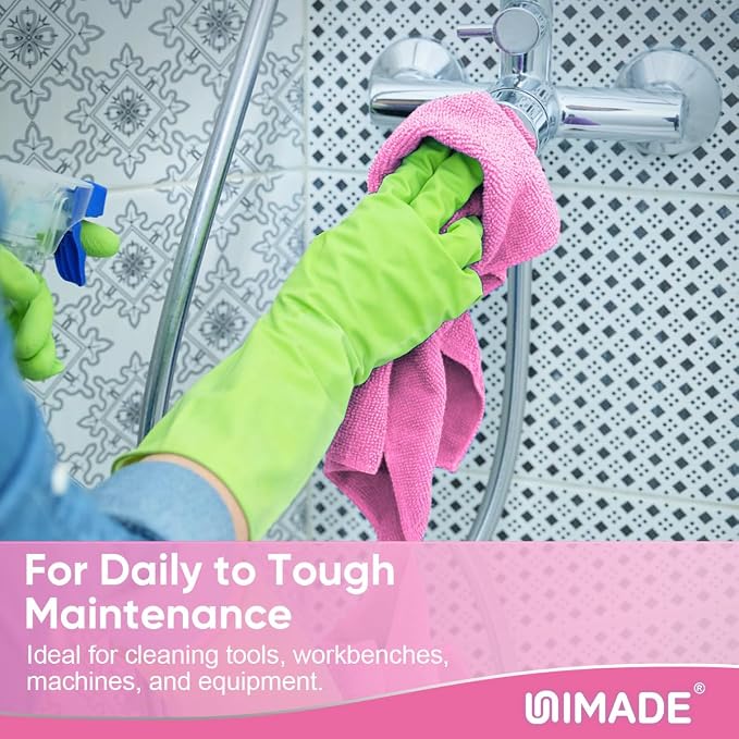 UNIMADE Microfiber Cleaning Cloth, 100 Sheets Microfiber Towels for Cars | Commercial Grade Washcloths Lint-Free Bulk Shop Towel Cleaning Rags for Restaurant Garage Housekeeping,11"x 9", Pink