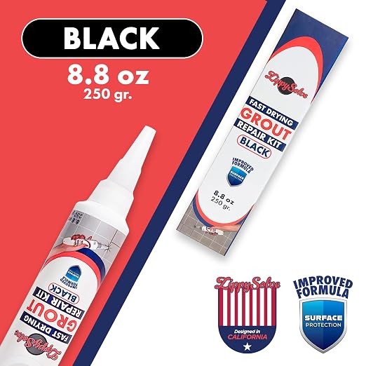 Tile Grout, Repair Kit, Restore & Renew Tile Joints Line, Fast Drying Tile Grout Paint Squeeze Tube for Bathroom Shower Kitchen Floor, Waterproof (8.8 oz, Black)