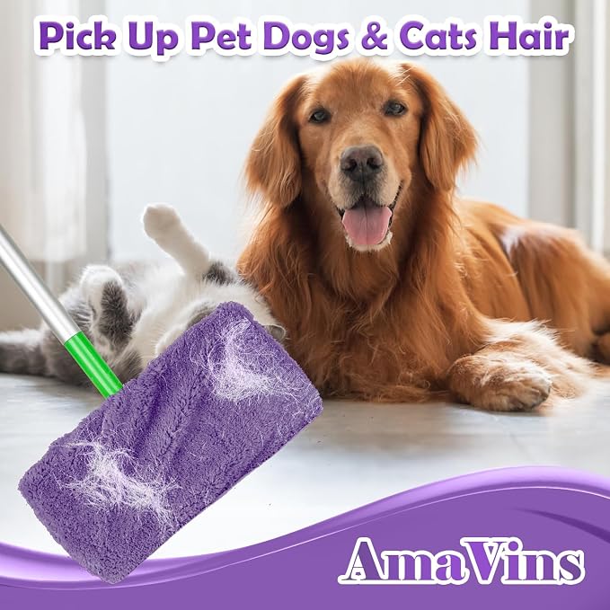 AmaVins 5 Pack Reusable Microfiber Mop Pads Compatible with Swiffer Sweeper Mop, Wet and Dry Flat mop Cover, Washable Mop Pads for Surface/Hardwood Floor Cleaning (Mop is Not Included)