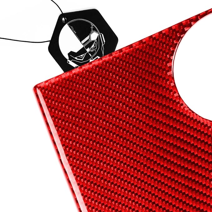 Red Real Carbon Fiber Trim for Tesla Accessories | for Model 3 2017-2022 / Model Y 2020-2024 Center Console Decoration Panel Sticker Interior Thick Overlay Decal - B
