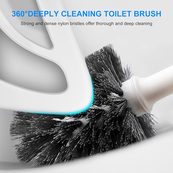 SetSail Toilet Brush and Plunger Set, Semi-HiddenToilet Plungers for Bathroom Heavy Duty Toilet Bowl Brush and Holder Hidden Toilet Plunger and Brush Set for Deeply Cleaning - White
