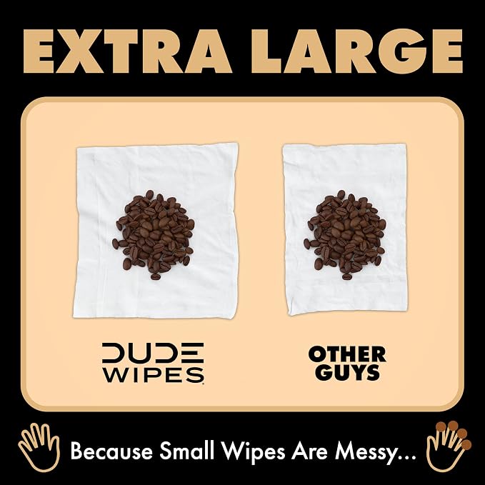 DUDE Wipes Morning Grind Flushable Wipes - Coffee Scented Extra-Large Adult Wet Wipes - 6 Pack (288 Count) - Infused with Coffee Oil, Vitamin E, and Aloe - Septic and Sewer Safe