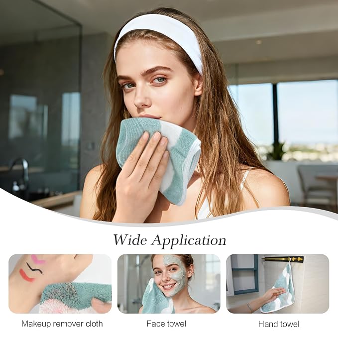 SINLAND Absorbent Coral Velvet Washcloth Ultra Soft Microfiber Face Towels 12 x 12 inch Multi-Purpose Face Cloths for Household and Sport