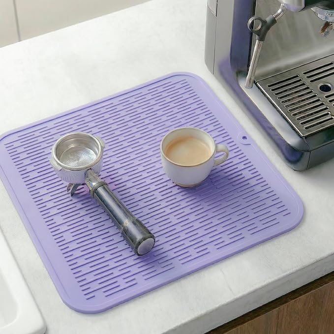 MicoYang Silicone Dish Drying Mat for Multiple Usage,Easy clean,Eco-friendly,Heat-resistant Silicone Mat for Kitchen Counter or Sink,Refrigerator or Drawer Liner Light Purple XL 18 inches x 16 inches