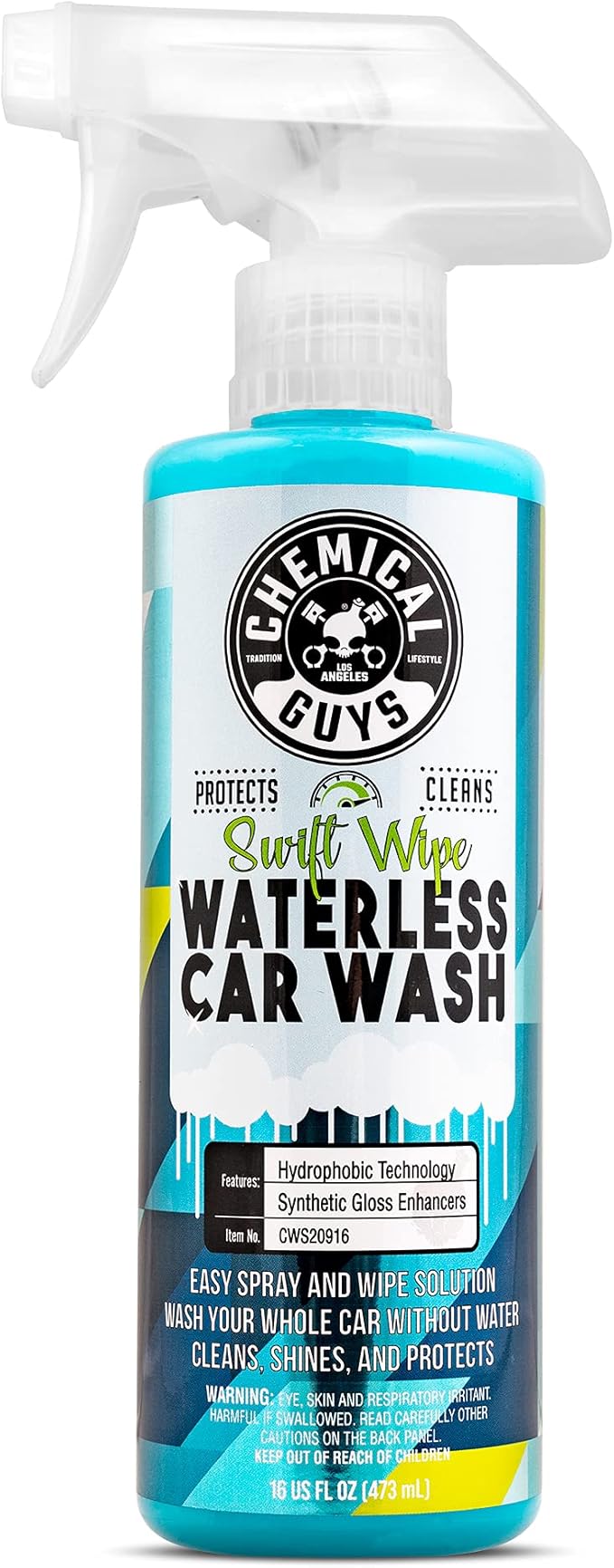 Chemical Guys, Swift Wipe Waterless Car Wash Spray, High Lubrication, 16 oz | Spray and wipe to clean and shine paint, glass and wheels with no water, a slick gloss for quick washes anywhere