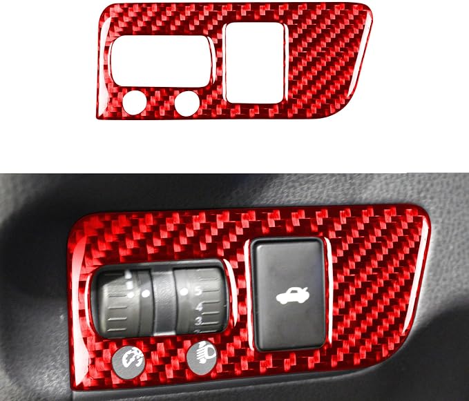 Compatible with Subaru BRZ 2016 2017 2018 2019 2020 Red Real Carbon Fiber Accessories Car Headlight Control Button Decals Accessories Trim Stickers Interior Type-B