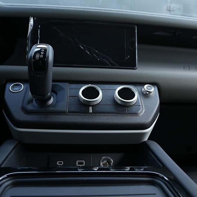 Aluminum Alloy Car Interior Air Conditioning & Volume Adjustment Knobs Decorative Cover Trim for Land Rover Defender 110 2020 Accessories (Silver)