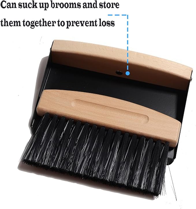 Mini Broom and Dustpan Set Small Metal Dustpan and Brush Set Hand Whisk Broom for Home Office Desktop Sofa Pet Care Household Cleaning (sisal Hemp bristles, White)