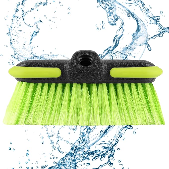 Car Wash Brush Head 8", Scrub Brush Attachment for Extension Pole, Outdoor Cleaning Tool for Window, Wall, Floor, Deck, Patio