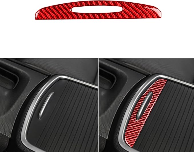 Console Armrest Panel Fit for Dodge Charger/Chrysler 300 2011-2023 | Real Carbon Fiber | Accessories | Cover Central Console Armrest Box Lower Trim Sticker | Thick Overlay | Self-adhesive | Red