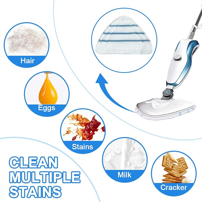 8 Pack Reusable Mop Pads Compatible with True & Tidy STM-500, STM-700 Steam Mops, Refills for Turonic ST3 Steam Mop Microfiber Washable Pads, Cloths for Floor Cleaning, Scrubbing and Floor Caring
