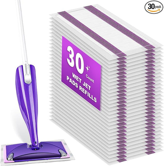 Pure Realm Wet Jet Refills Compatible with Swiffer Wet Pads Refills Hardwood Floor Cleaner Spray Mop Pad Refill, Bathroom Cleaning Supplies, Hardwood Floor Cleaner, Multi Surface，30 Count