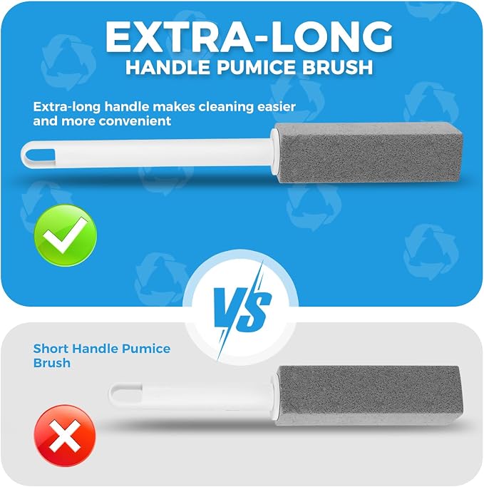 3 Pack Pumice Stone for Cleaning Stove Gas Grates & Top, Extra Long Handle Cleaner Pumice Stone for Oven, with 3 Replacement Heads