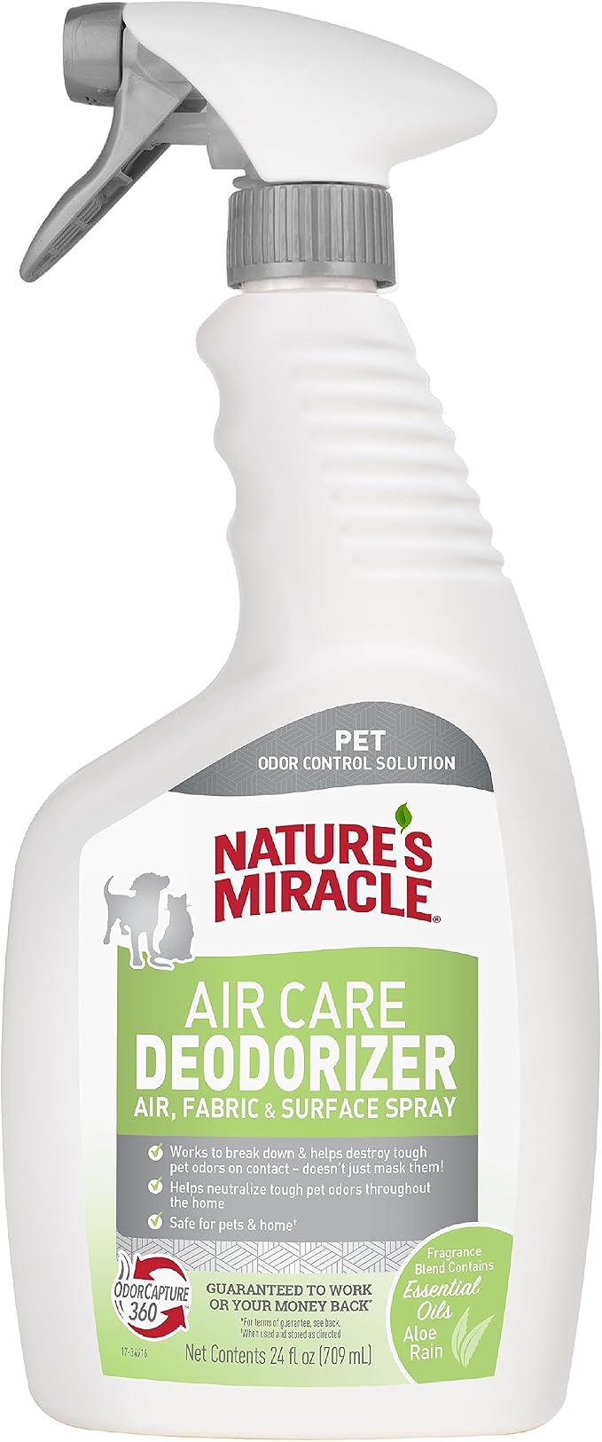 Nature's Miracle Air Care, Fabric and Surface Spray Aloe Rain Scent Pet Odor Eliminator Deodorizer, 24 fl. oz.