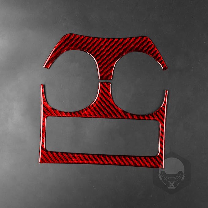 Red Real Carbon Fiber Trim for Nissan Rogue Accessories | for 2014-2020 / Rogue Sport 2017-2022 Cup Holder Panel Sticker Interior Thick Overlay Decal 4PCs