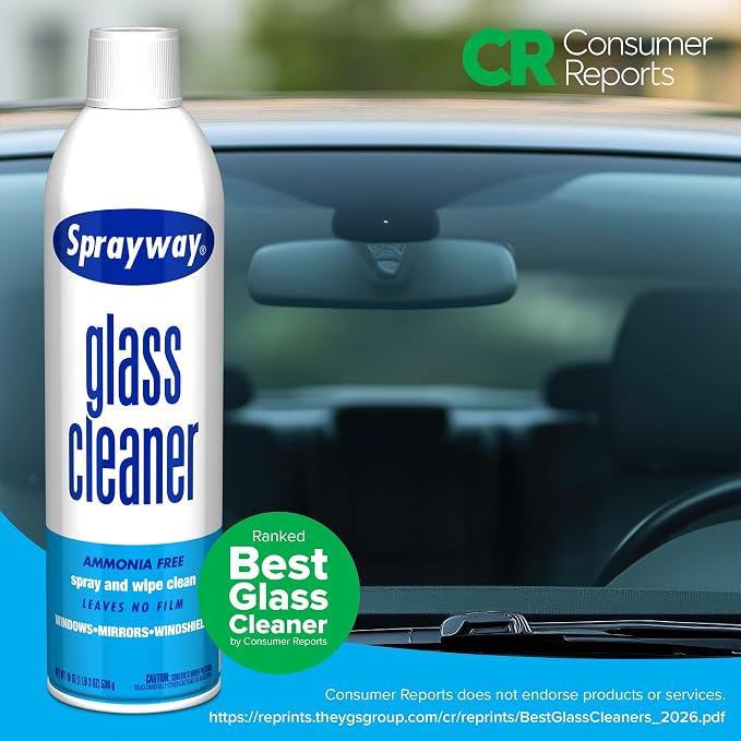 Sprayway Glass Cleaner with Foaming Spray for a Streak-Free Shine for Home and Automotive Use, 19 oz., Pack of 12