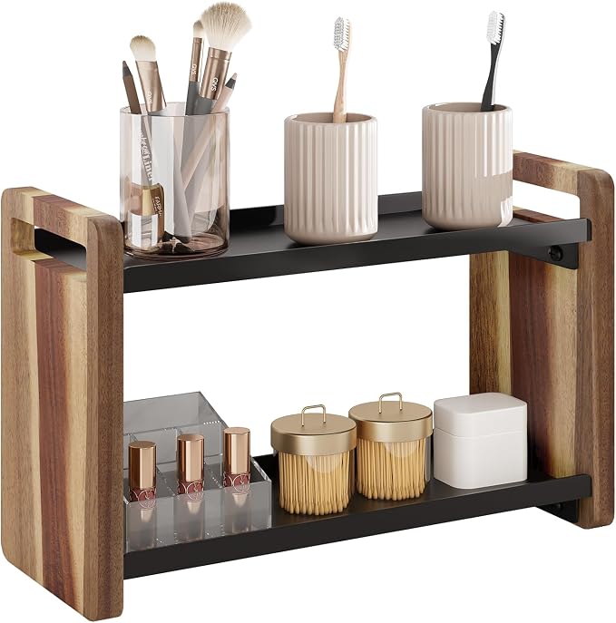 Bathroom Counter Organizer,Bathroom Counter Shelf,Bathroom Organizers,Organizers and Storage,Under Sink Organizer,Cologne Organizer for Men,Cologne Cabinet,Vanity Shelf(Acacia 2 Tier)
