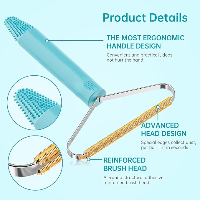 Pet Hair Remover, Dog Cat Carpet Rake, Lint Remover Shaver for Sofas 3-Pack | Wool Hand Pet Hair Removal Tool, Cleans Carpets Car Cushions Pet Beds Furniture, Works on All Fabric & Rug
