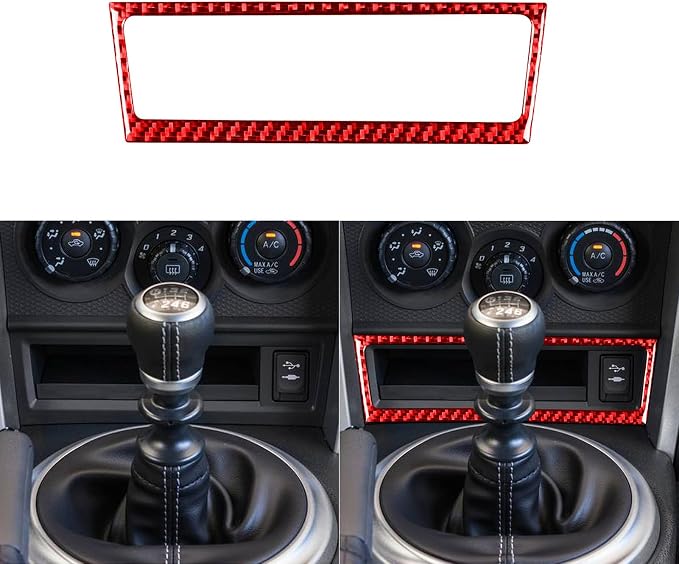 Car Decals Storage Box Glove Box Trim Stickers Interior Compatible with Scion FR-S 2013 2014 2015 2016 / Toyota 86 2017 2018 2019 2020 Red Real Carbon Fiber Accessories
