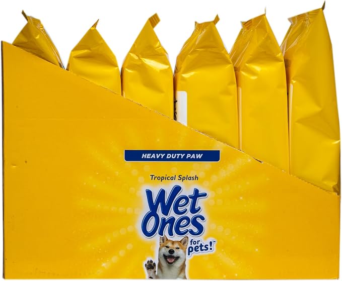 Wet Ones for Pets Antibacterial Heavy Duty Dog Paw Wipes with Tropical Splash Scent - Kills 99.99% of Germs, Thick Durable Disposable Paw Wipes for Dogs, 50 Count