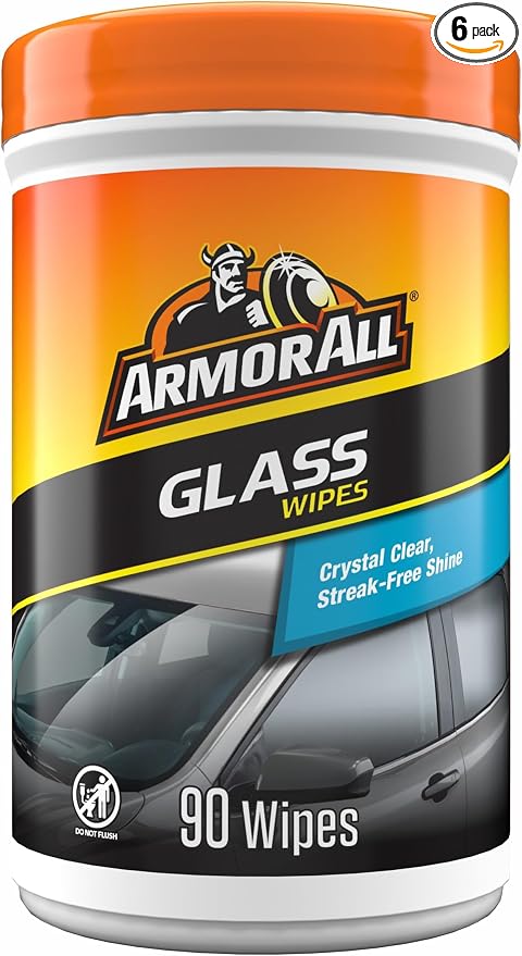 Armor All Car Glass Wipes by Armor All, Auto Glass Cleaner for Film and Grime, 90 Count (Pack of 6)